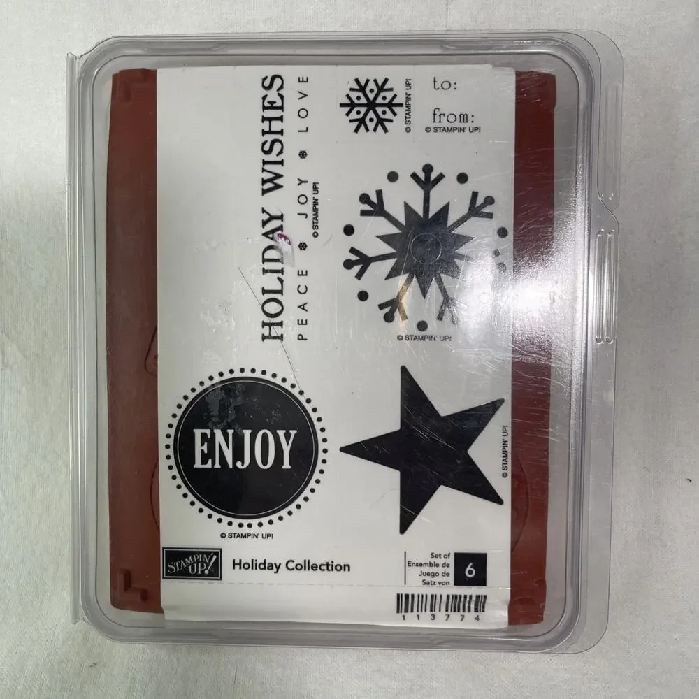 Stampin Up Holiday Collection Wood Rubber Stamp Set of 6 Unmounted Holiday NEW